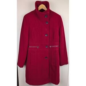 WYTHE NY Wool Blend Button Front Coat Red 6